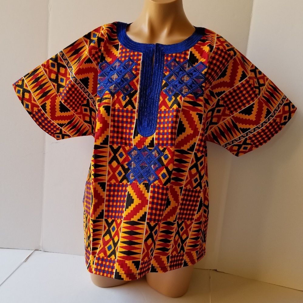 African Kente Print uniTop Sz XL